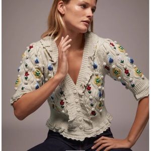 Zara floral embroidered knit sweater